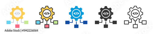 coding framework icon set multi style various collection