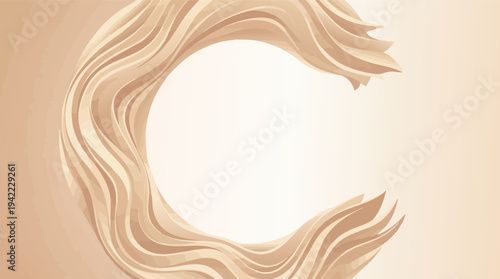 Abstract Beige Wavy Circle Design Element.