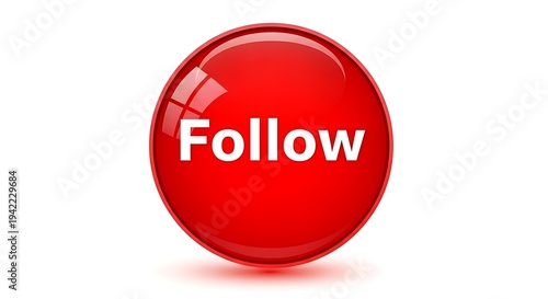Free Download Red Glossy Follow Button for Social Media. - GFXLoad
