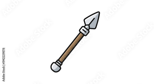 Spear Vector Illustration, Weapon Design, Flat Style Graphic, Hunting and Warfare