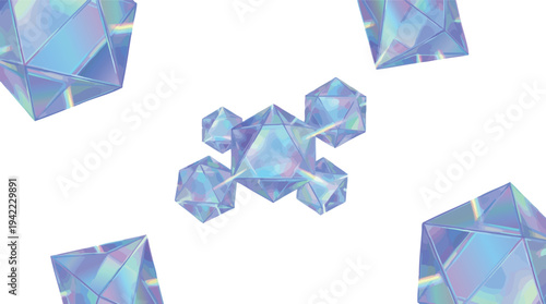 Iridescent Crystals and Diamond Shapes.