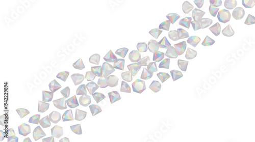 Collection of Diamonds on White Background.