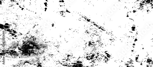 Distressed Black White Grunge Texture Overlay with Scratches Stains and Halftone Dots