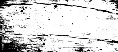 Black and White Grunge Distressed Texture Overlay with Paint Splatters and Rough Lines