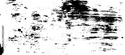 Black Ink Grunge Texture with Paint Brush Strokes and Splatter Effect Vector Background for Graphic Design