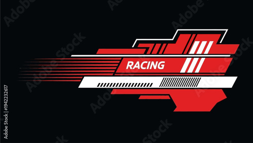 Dynamic racing speed graphic design with modern abstract lines and shapes for automotive sport branding and visual identity