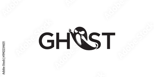 cartoon ghost halloween logo vector illustration template design