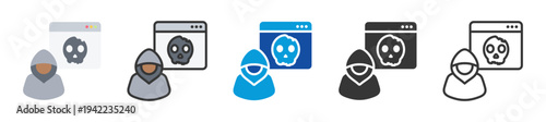 cybercrime icon set multi style various collection