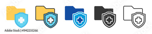 folder safety icon set multi style various collection
