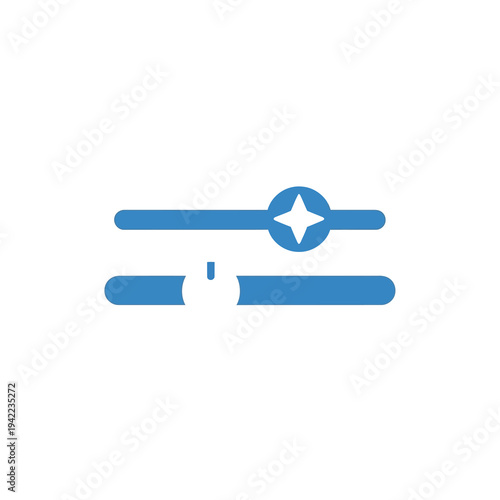 Vector icon of horizontal adjustment sliders with a star control, symbolizing optimal settings, precise customization, and system interface optimization