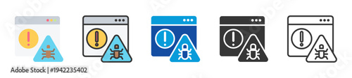 malware attack icon set multi style various collection