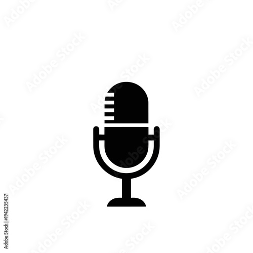 Classic studio microphone icon for podcasting, broadcasting, and voice recording. A timeless symbol of sound production, communication, and vintage audio equipment