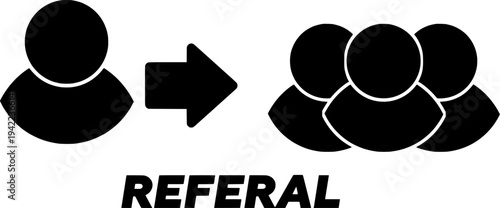User Referral Program Icon, Person to Group Invitation Network Symbol, vector illustration 