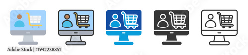 ecommerce platform icon set multi style various collection