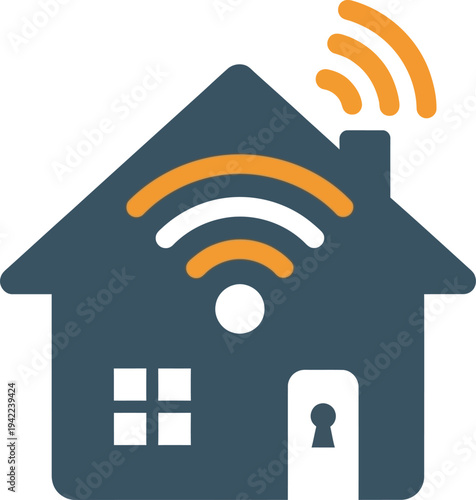 House with Wi Fi Signal Icon Vector Illustration