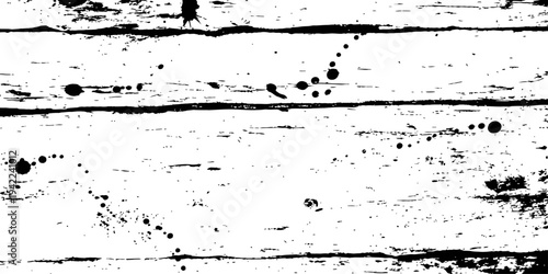 Distressed Black and White Grunge Wood Planks Texture Overlay Vector