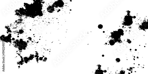 Black Ink Splatter and Paint Drops Grunge Texture Abstract Background Vector Graphic Design Element