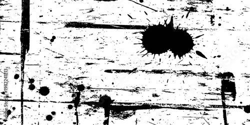Black and White Grunge Texture Background Vector with Ink Splatter Distress Overlay