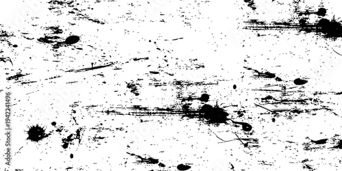 Black and white grunge texture vector overlay background with scratches splatter and distressed vintage dirt effect