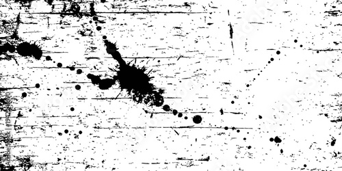 Distressed Grunge Vector Background with Ink Splatters Rough Wood Texture Overlay Black and White