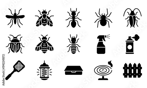 Pest control and bugs solid icons