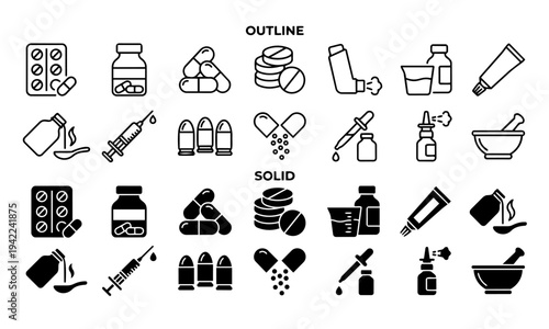 Pharmacy and medicine icon collection