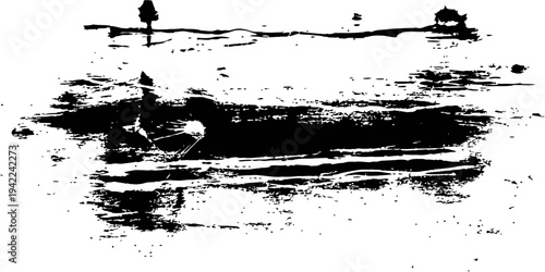 Black Grunge Distressed Horizontal Brush Stroke Texture Vector