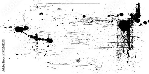 Black Ink Splatter and Scratch Grunge Texture Vector Overlay Background