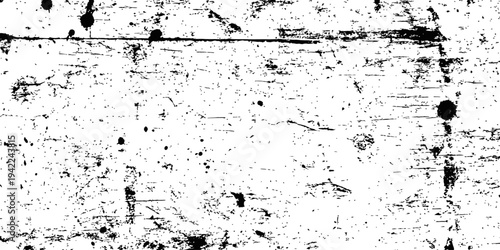 Black and white distressed grunge texture overlay vector background Scratches splatters and worn surface effect