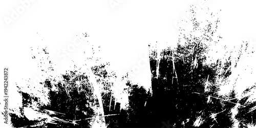 Black and white grunge texture distressed abstract vector overlay Rough ink splatter and scratching background element for vintage graphic design