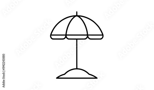 Minimal beach umbrella outline icon vector