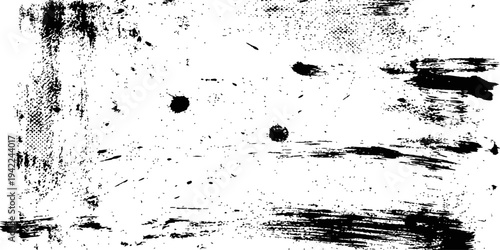 Black and White Grunge Distressed Overlay Texture Vector Abstract Paint Splatter Brush Stroke Background