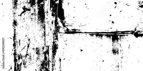 High Contrast Black and White Grunge Texture Vector Overlay Distressed Weathered Industrial Corner Detail