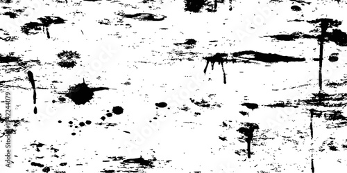 Black and White Seamless Grunge Drip Texture Vector Abstract Distressed Paint Splatter Overlay Background Design Element