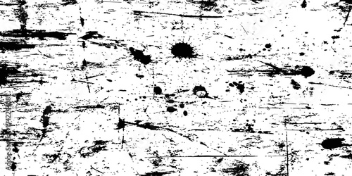 Black Grunge Texture Vector Background with Ink Splatters Dust and Scratches Distress Overlay Effect