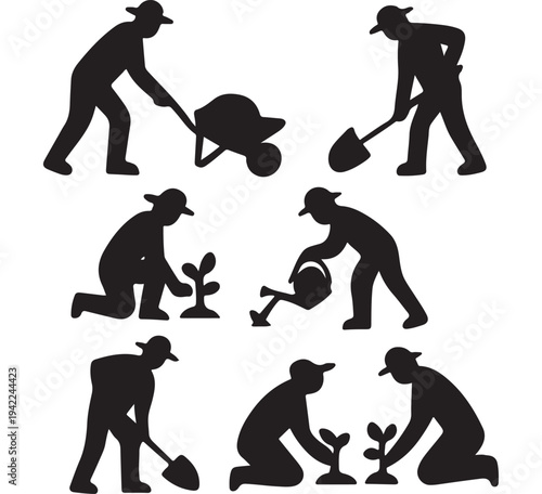  Gardening Activity Silhouette Collection