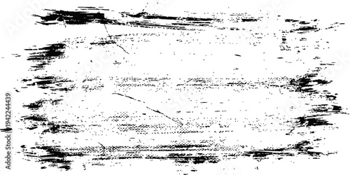 Black Grunge Paint Brush Stroke Distressed Texture Frame Vector