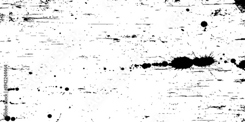 Black and White Grunge Vector Background with Ink Splatters Scratches and Distressed Texture Overlay