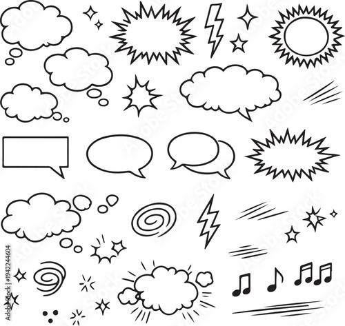 Hand Drawn Comic Effect Elements Set