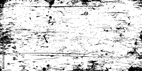 Distress Wood Grunge Overlay Texture Vector Background Black and White Scratched Rough Surface Design Element
