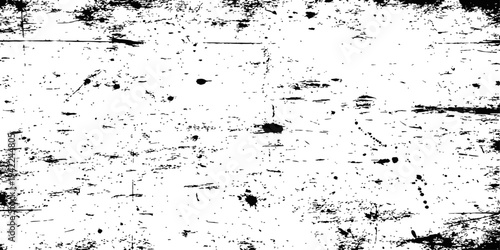 Vector Black and White Grunge Overlay Texture Distress Background with Scratches Dust and Paint Splatters