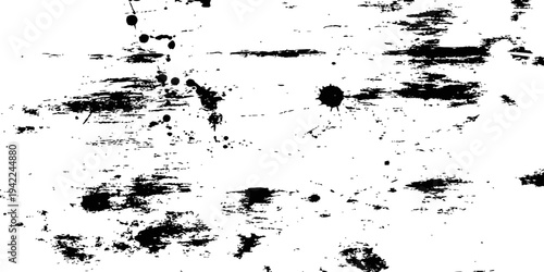 Abstract grunge texture distressed overlay background black and white vector design element with paint strokes and ink splatters