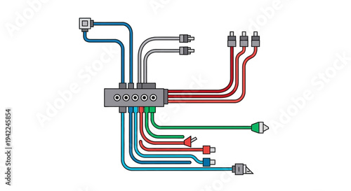 Multicolored Cables Connected Hub.