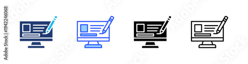 Blogging Multi Style Icon Set Vector 