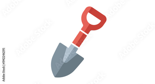 Shovel with Red Handle.