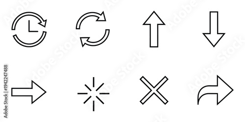 Collection of various directional and action icons with distinct arrow designs
