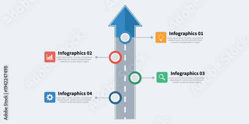 Roadmap to Success: An innovative infographic guides the viewer on a clear journey towards growth and prosperity, presenting strategic points along the way with intuitive visuals and clear objectives.