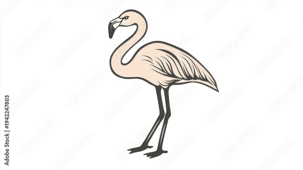 Obraz premium Vibrant flamingo graceful avian with elegant neck and slender legs in natural habitat.
