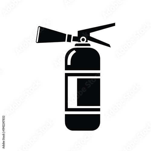 Illustration of black and white icon of a fire extinguisher vector