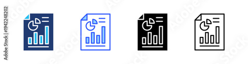 Report Multi Style Icon Set Vector 
